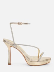 Simmi London Gold Lysette Diamante Heeled Sandals - Image 2 of 4