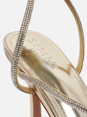 Simmi London Gold Lysette Diamante Heeled Sandals - Image 3 of 4