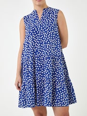 Roman Blue Spot Print Tiered Dress - Image 2 of 4
