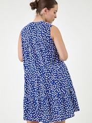 Roman Blue Spot Print Tiered Dress - Image 3 of 4