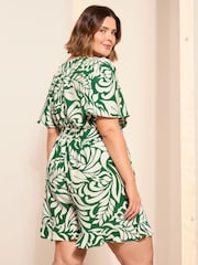 Curves Like These Green Printed Wrap Playsuit - Image 2 of 4