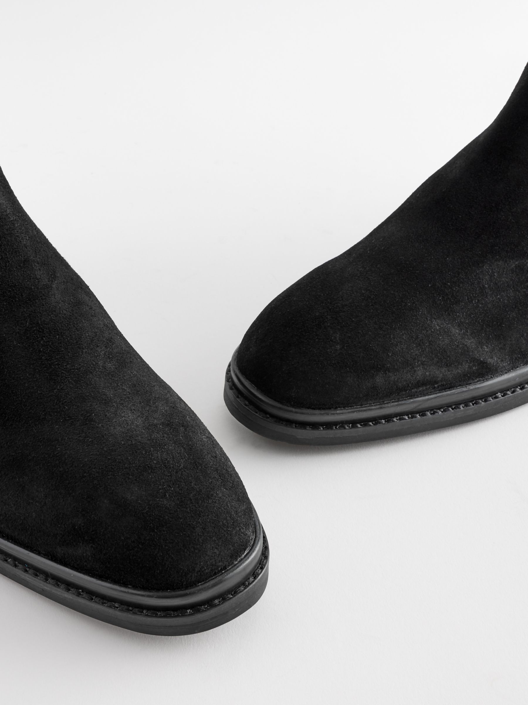 Black suede heeled chelsea boots cheap