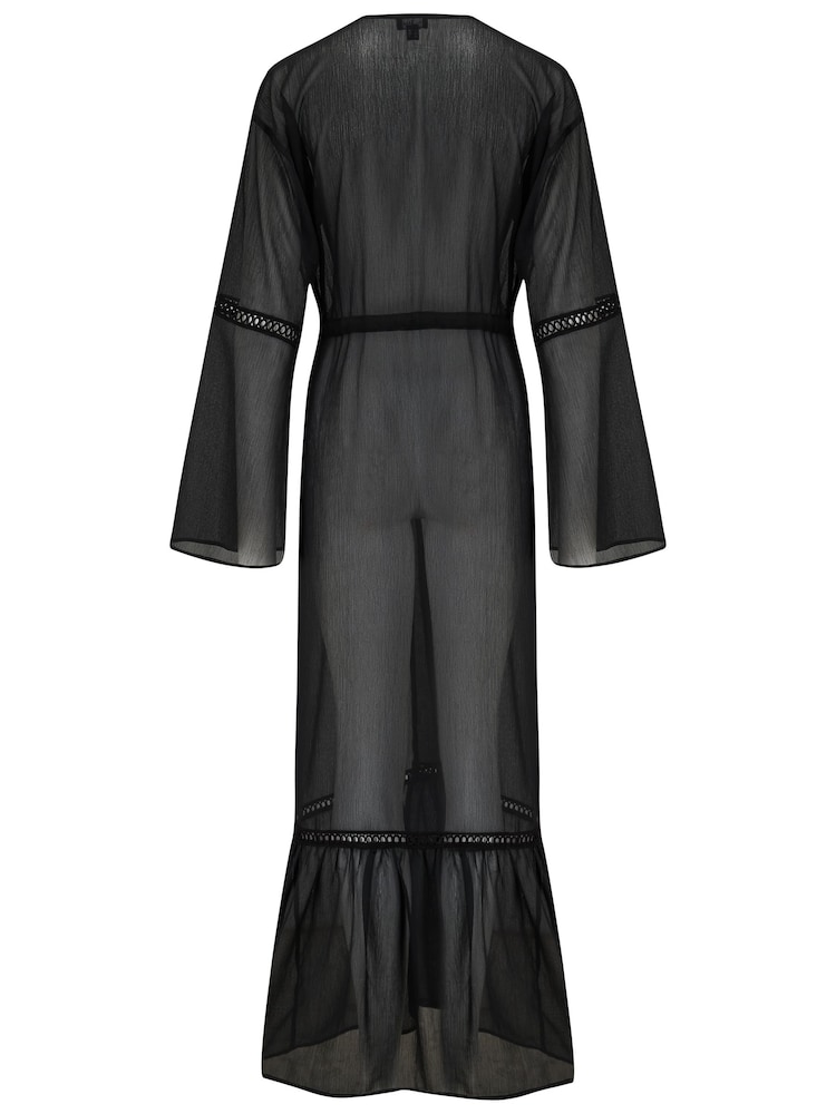 Pour Moi Black Long Sleeve Chiffon Maxi Beach Kimono - Image 5 of 5