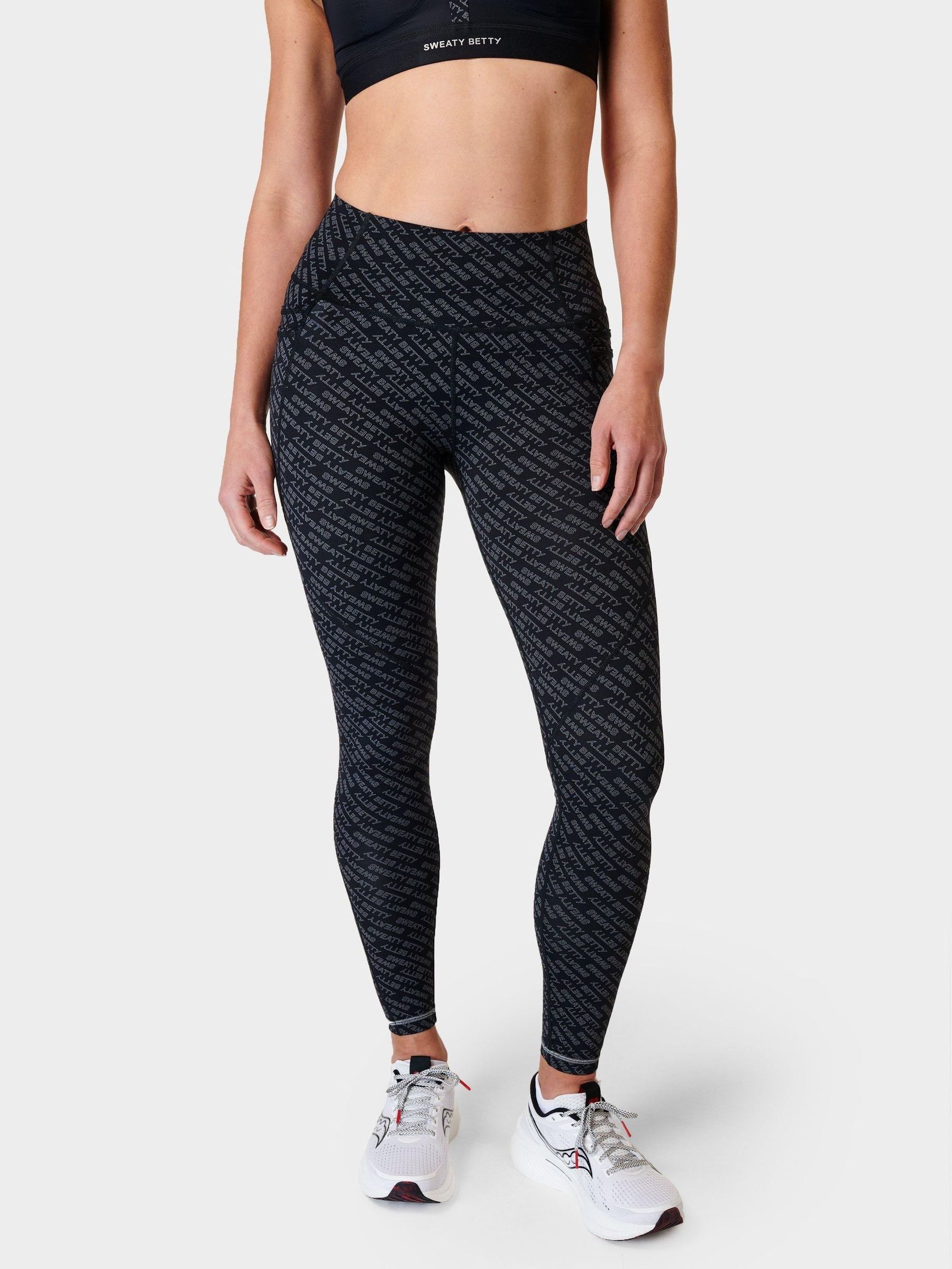 Buy Sweaty Betty Grey Glitch Typography Print Full Length Power Pro Workout Leggings from Next Luxembourg