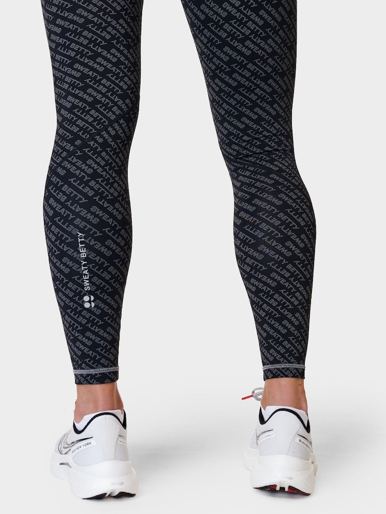 Sweaty Betty Grey Glitch Typography Print Full Length Power Pro Workout Leggings - Image 10 of 10