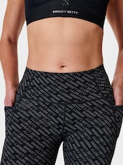 Sweaty Betty Grey Glitch Typography Print Full Length Power Pro Workout Leggings - Image 6 of 10