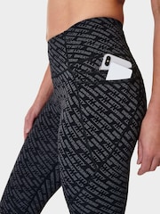 Sweaty Betty Grey Glitch Typography Print Full Length Power Pro Workout Leggings - Image 7 of 10