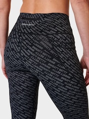 Sweaty Betty Grey Glitch Typography Print Full Length Power Pro Workout Leggings - Image 9 of 10
