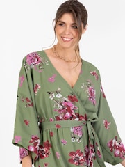 Lovedrobe Wrap Kimono Dress With Ruffled High Low Hem - Image 5 of 5