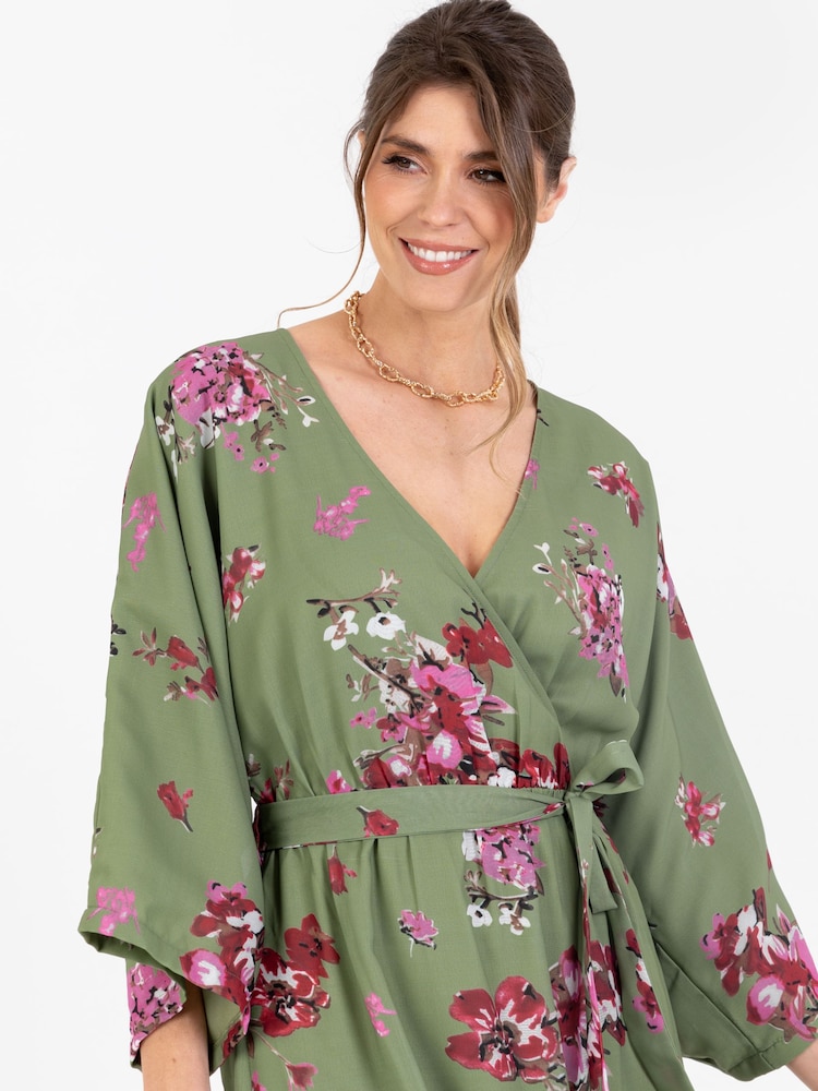 Lovedrobe Wrap Kimono Dress With Ruffled High Low Hem - Image 5 of 5
