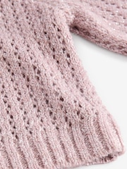 Pink Blush Sparkle Sequin Mesh Knitted Half Sleeve Jumper - Image 7 of 9