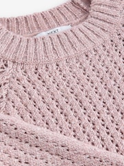Pink Blush Sparkle Sequin Mesh Knitted Half Sleeve Jumper - Image 8 of 9