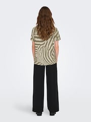 JDY Green Zebra Print Woven Short Sleeve T-Shirt - Image 2 of 4