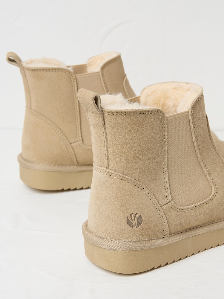 FatFace Mabel Light Natural Suede Slipper Boots - Image 3 of 3