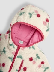 JoJo Maman Bébé Cream Cherry Teddy Fleece - Image 4 of 6