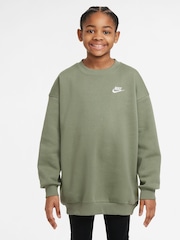 Olivovozelená - Flísová mikina Nike Oversized Club - Obrázok 1 z 7