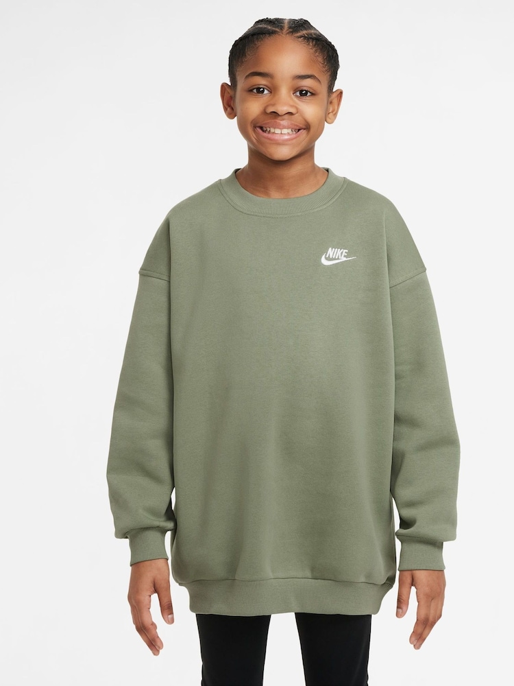 Olivovozelená - Flísová mikina Nike Oversized Club - Obrázok 1 z 7