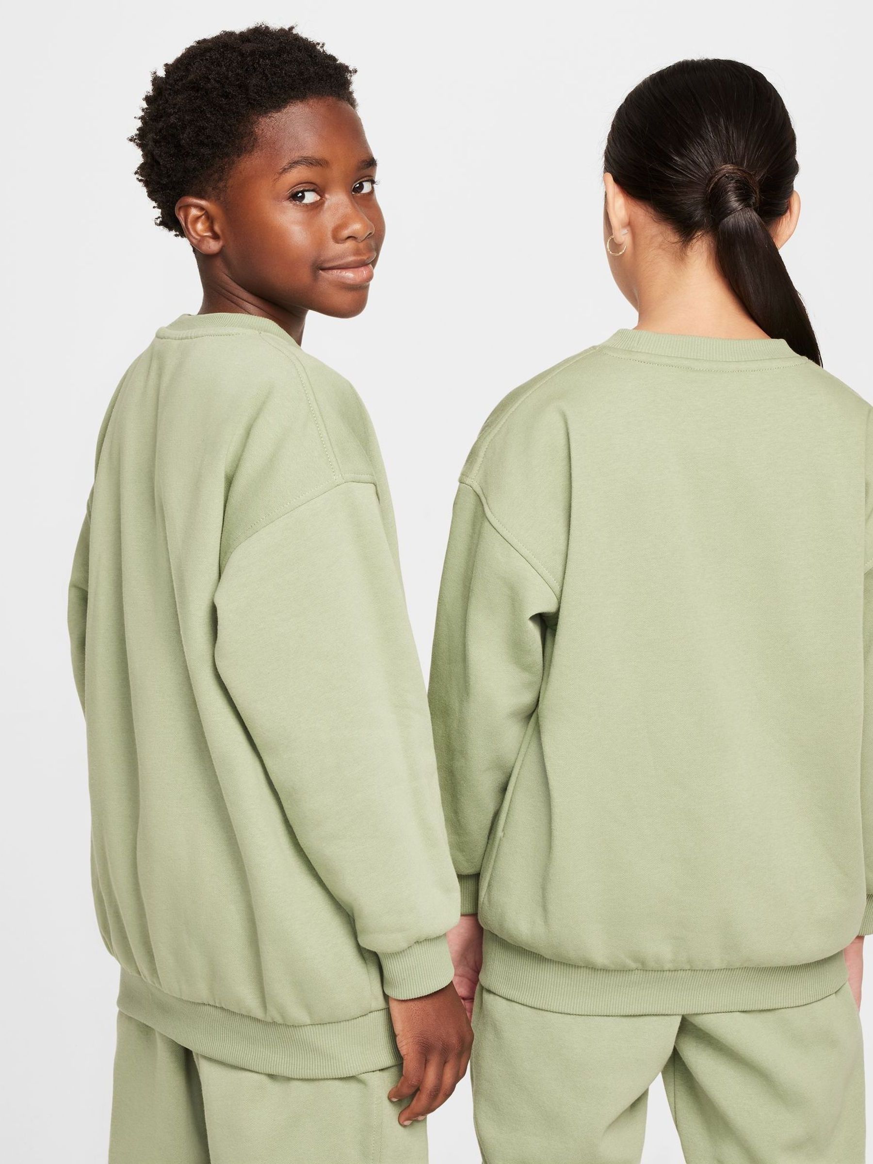 nike club fleece sweatshirt in oil green