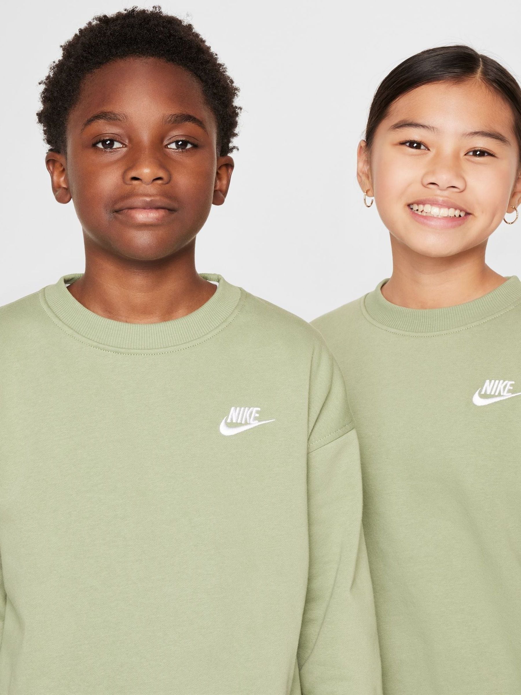 nike club fleece sweatshirt in oil green