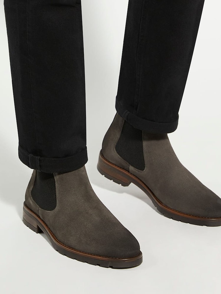 Dune London Grey Chelty Brushed Suede Chelsea Boots - Image 1 of 6
