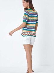 Roman Multi Wave Print Knitted Cotton Top - Image 3 of 5