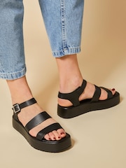 Jones Bootmaker Hailey Leather Platform Black Sandals - Image 1 of 6