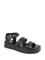 Jones Bootmaker Hailey Leather Platform Black Sandals - Image 3 of 6