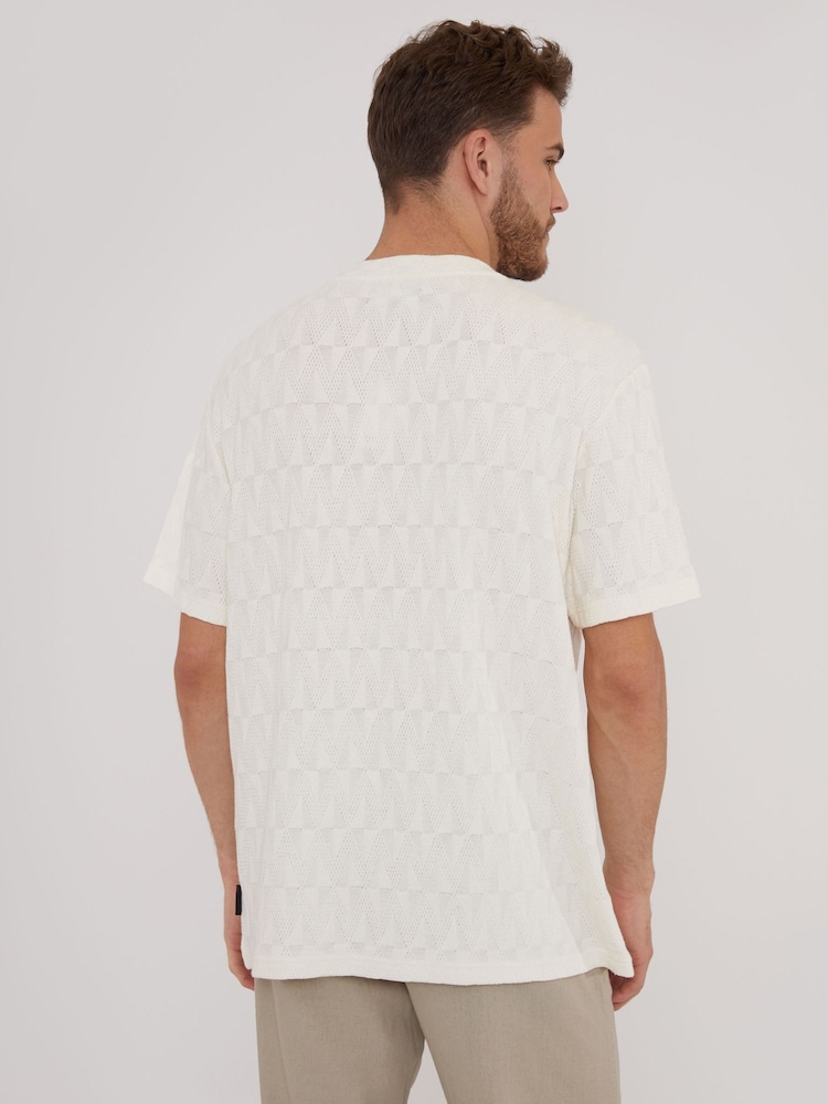 Threadbare Cream Relaxed Fit Textured T-Shirt - Image 2 of 4