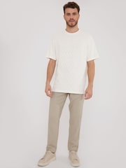 Threadbare Cream Relaxed Fit Textured T-Shirt - Image 3 of 4