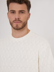 Threadbare Cream Relaxed Fit Textured T-Shirt - Image 4 of 4