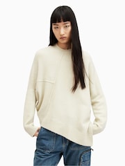 AllSaints Cream Lock Crew Neck Jumper - Image 1 of 7