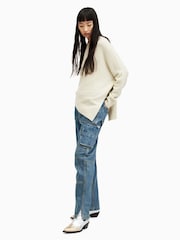 AllSaints Cream Lock Crew Neck Jumper - Image 3 of 7