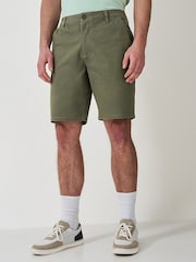Crew Clothing Light Green Classic Bermuda Cotton Stretch Chinos Shorts - Image 1 of 4