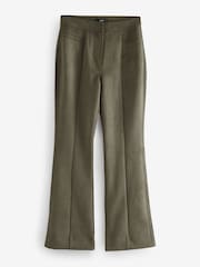Khaki Green Faux Suede Bootcut Trousers - Image 6 of 8