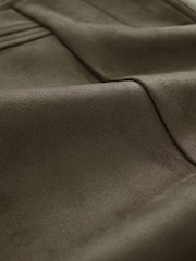 Khaki Green Faux Suede Bootcut Trousers - Image 8 of 8