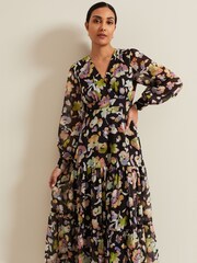 Phase Eight Black Petite Petite Sandra Floral Maxi Dress - Image 3 of 7