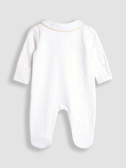 JoJo Maman Bébé White Welcome Little One Sleepsuit - Image 2 of 3