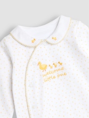 JoJo Maman Bébé White Welcome Little One Sleepsuit - Image 3 of 3