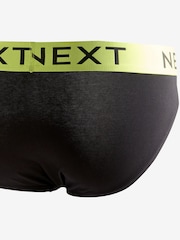Black Metallic Green/Blue Waistband 10 pack Cotton Rich Briefs - Image 12 of 14