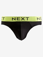 Black Metallic Green/Blue Waistband 10 pack Cotton Rich Briefs - Image 2 of 14