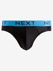 Black Metallic Green/Blue Waistband 10 pack Cotton Rich Briefs - Image 4 of 14