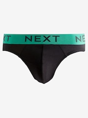 Black Metallic Green/Blue Waistband 10 pack Cotton Rich Briefs - Image 5 of 14