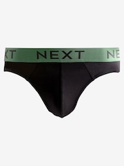 Black Metallic Green/Blue Waistband 10 pack Cotton Rich Briefs - Image 8 of 14