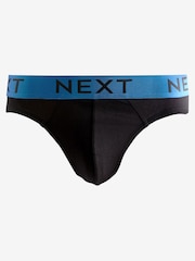 Black Metallic Green/Blue Waistband 10 pack Cotton Rich Briefs - Image 9 of 14
