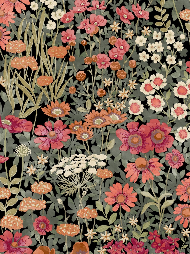 Graham & Brown Black Wallflower Wallpaper Sample - Image 2 of 3
