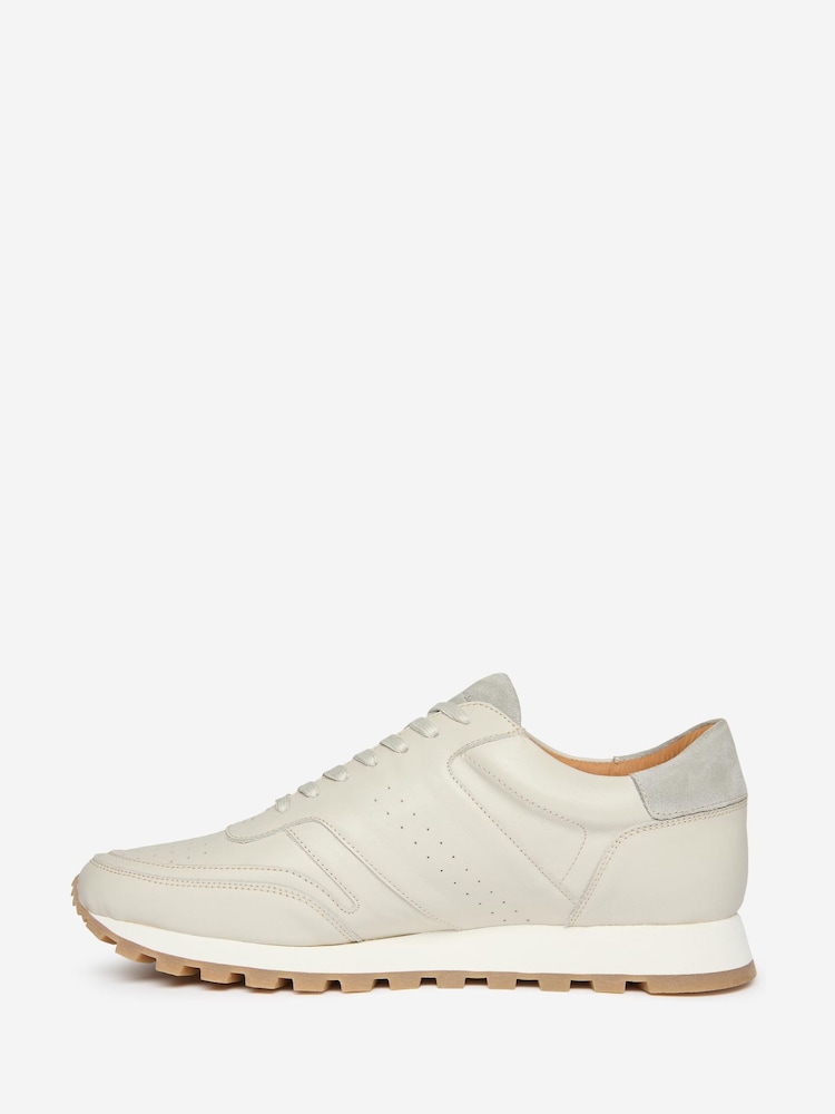 Oliver Sweeney Cream Hand Finished Calf Leather Retro Trainers - Image 2 of 5