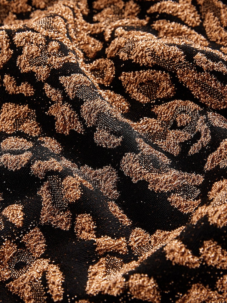 Animal Glitter Print Long Sleeve Glitter Jaquard Mini Dress - Image 7 of 7