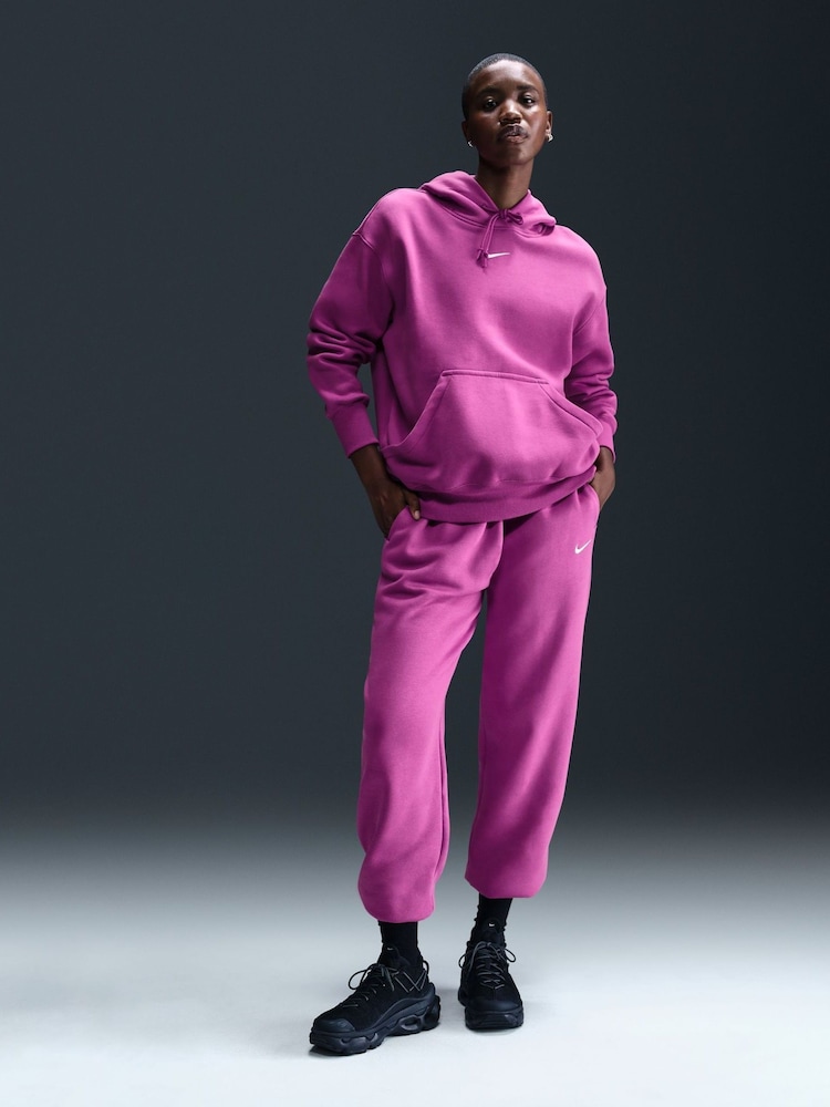 Nike Light Purple Oversized Sportswear Phoenix Fleece Mini Swoosh Pullover Hoodie - Image 1 of 12
