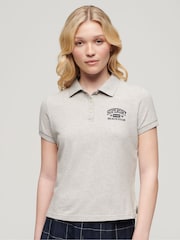 SUPERDRY Grey SUPERDRY 90s Fitted Polo Shirt - Image 1 of 6
