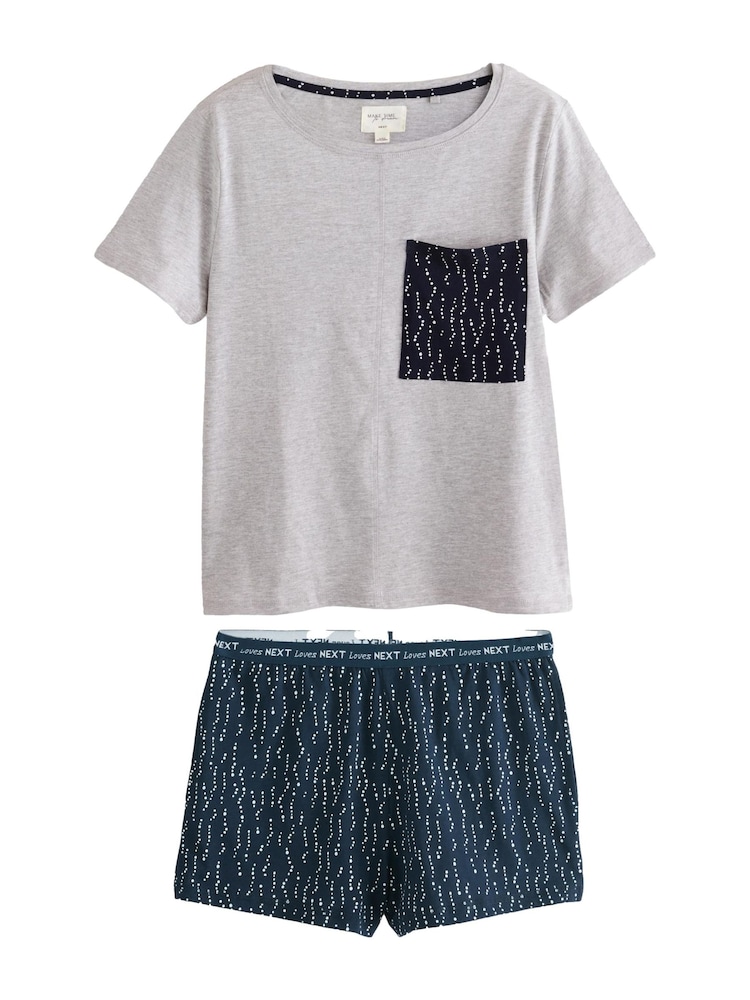 Navy Spot Short Set Pyjamas - Image 4 of 8